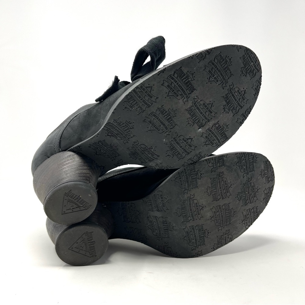 John Fluevog Black Leather East End Templeton Lace Up Oxford Shoes Heels Pumps 7 - Picture 11 of 13